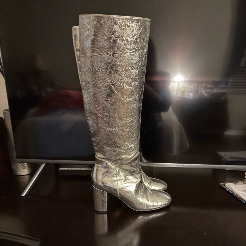 Tall Silver Metallic Boots by Bibi Lou